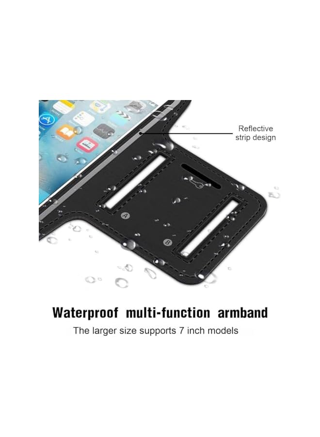 Green Tiger 2 Pcs Sports Armband Mobile Phone with Headphone Bag, Running Armband, Sweat-Resistant Mobile Phone Holder with Sports Armband Universal Bag Jogging Gym Running Armband (Black) - Image 4