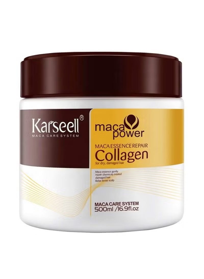 Karseell - Karseell Collagen Hair Treatment Deep Repair Conditioning Argan Oil Collagen Hair Mask Essence for Dry Damaged Hair All Hair Types 16.90 oz 500 ml - Image 1