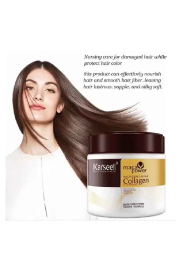 Karseell - Karseell Collagen Hair Treatment Deep Repair Conditioning Argan Oil Collagen Hair Mask Essence for Dry Damaged Hair All Hair Types 16.90 oz 500 ml - Image 1