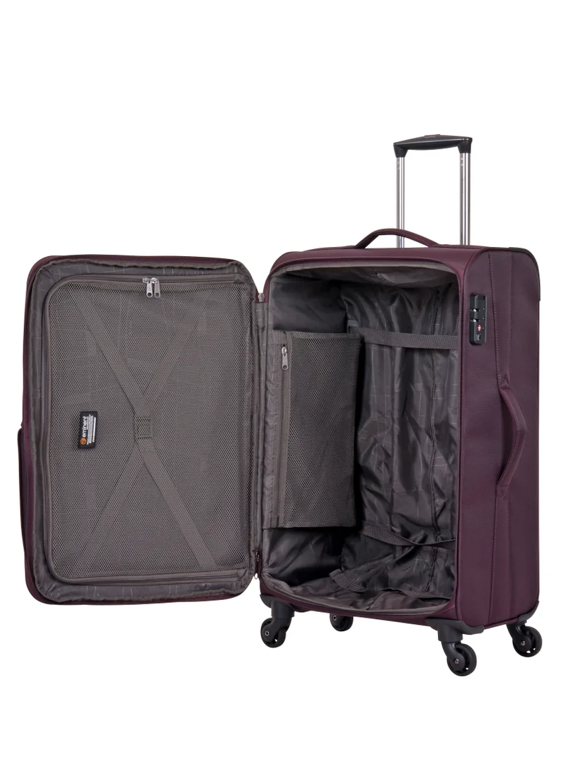 إيمينينت Soft Case Travel Bags Trolley Luggage Sets of 3 for Unisex Polyester Lightweight Expandable Wheeled Suitcase with TSA lock V6101 Purple