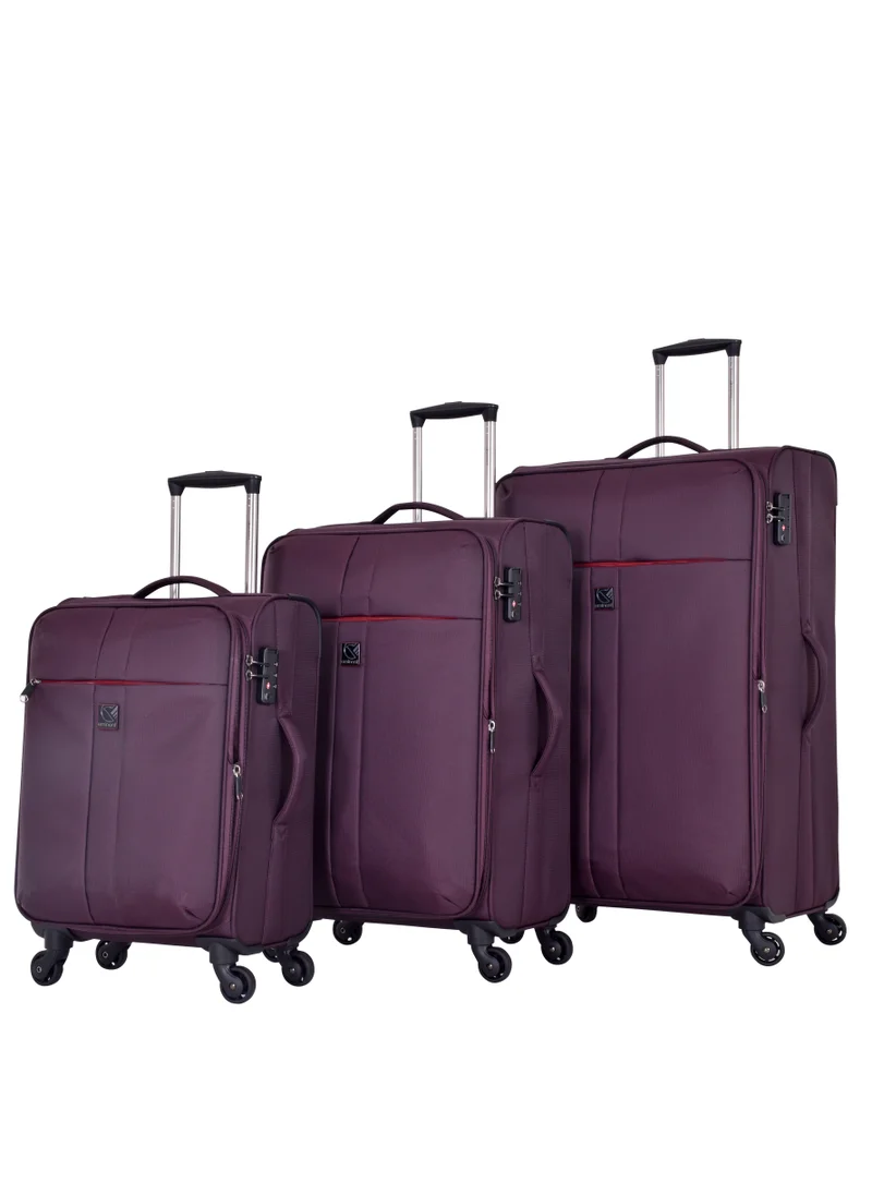 إيمينينت Soft Case Travel Bags Trolley Luggage Sets of 3 for Unisex Polyester Lightweight Expandable Wheeled Suitcase with TSA lock V6101 Purple
