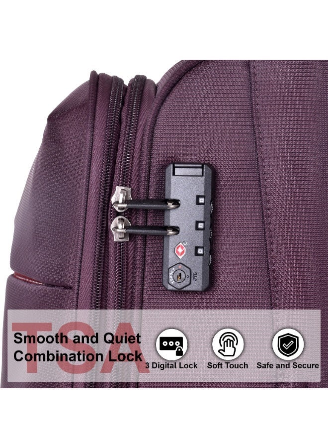 إيمينينت حقائب سفر ناعمة بعجلات من البوليستر خفيفة الوزن قابلة للتوسيع مع قفل ، مجموعة من  قطع، للجنسين، بنفسجي - Image 4