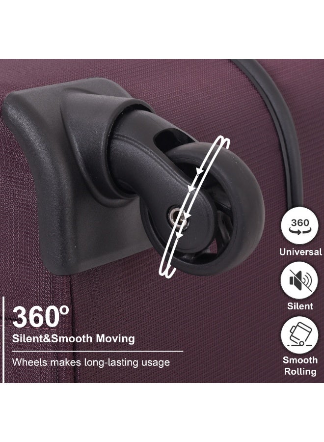 إيمينينت حقائب سفر ناعمة بعجلات من البوليستر خفيفة الوزن قابلة للتوسيع مع قفل ، مجموعة من  قطع، للجنسين، بنفسجي - Image 5
