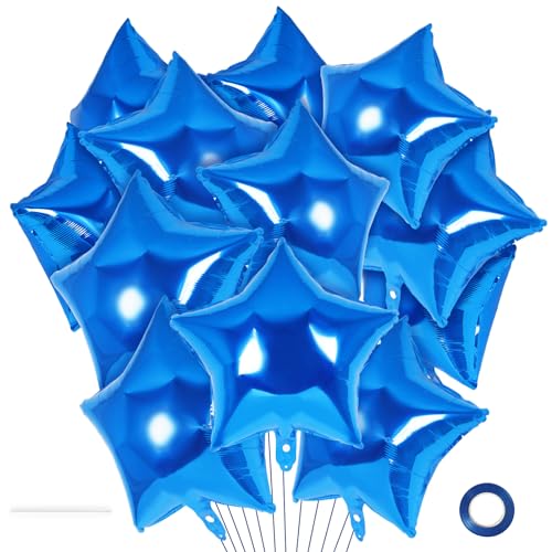 YOTHORN 20 Pcs Star Balloons18 Inch Blue Star Foil BalloonsStars Shaped Balloon Mylar Helium Balloon for Birthday Party Anniversary Wedding Baby Shower Decorations Blue - Image 1