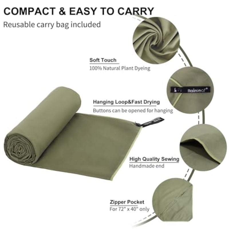 Microfiber Towel Perfect Travel and Sports andCamping Towel.Fast Drying - Super Absorbent - Ultra Compact, Army Green, 24 X 48 Inches - Image 3