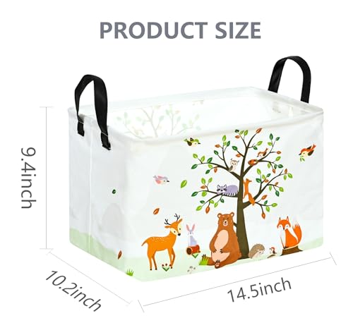 VAIVUSTO Rec Animals Print Box Hamper Storage Basket Collapsible Organizer Bin Gift Shelf Baskets for Home and Kitchen Storage - Image 3