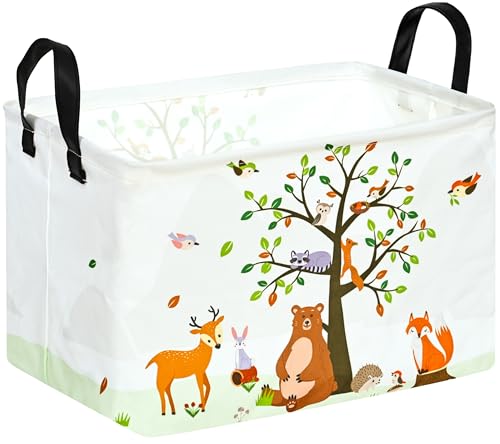 VAIVUSTO Rec Animals Print Box Hamper Storage Basket Collapsible Organizer Bin Gift Shelf Baskets for Home and Kitchen Storage - Image 1