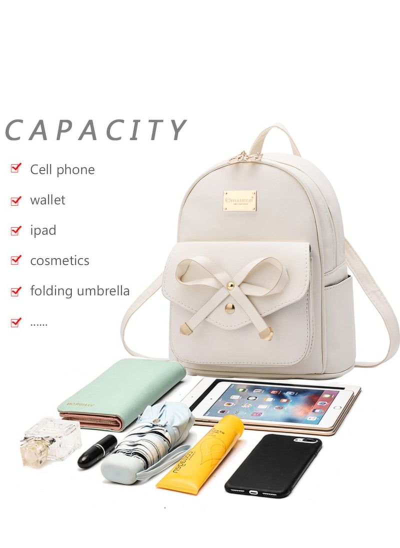 SYOSI - Girls Bowknot Cute Leather Backpack Mini Backpack Purse for Women - Image 1
