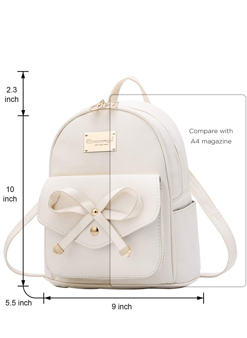 SYOSI - Girls Bowknot Cute Leather Backpack Mini Backpack Purse for Women - Image 1