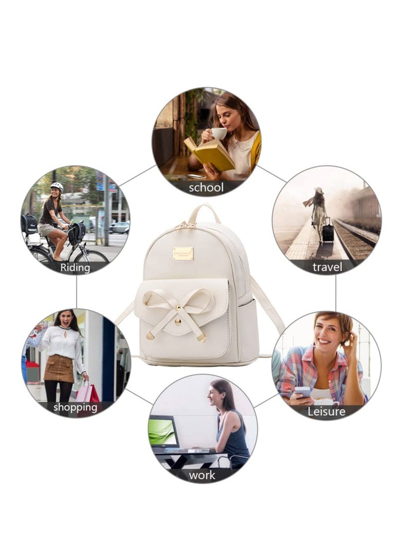 SYOSI - Girls Bowknot Cute Leather Backpack Mini Backpack Purse for Women - Image 1