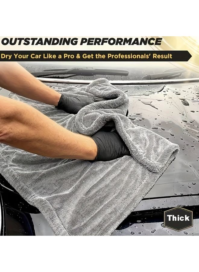 Gray XL Ultra Compact Car Drying Towel 1400 GSM High Absorbency Streak Free Microfiber - Image 2