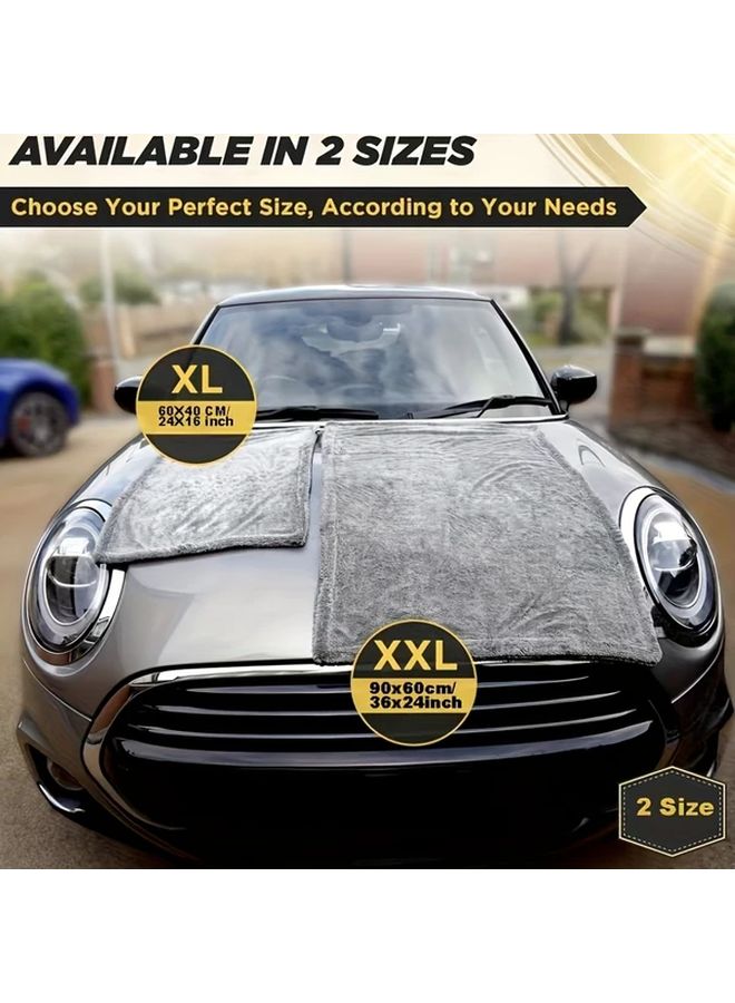 Gray XL Ultra Compact Car Drying Towel 1400 GSM High Absorbency Streak Free Microfiber - Image 4