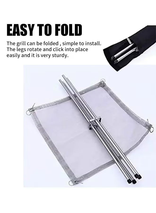 دي بلو موقد نار محمول للتخييم مع شواية حطب - موقد نار قابل للطي من الفولاذ المقاوم للصدأ مقاس 56 سم مع شبكة، وحامل نار على شكل حرف X، وموقد شواء خارجي مع حقيبة حمل للتخييم والفناء الخلفي والشاطئ - Image 2