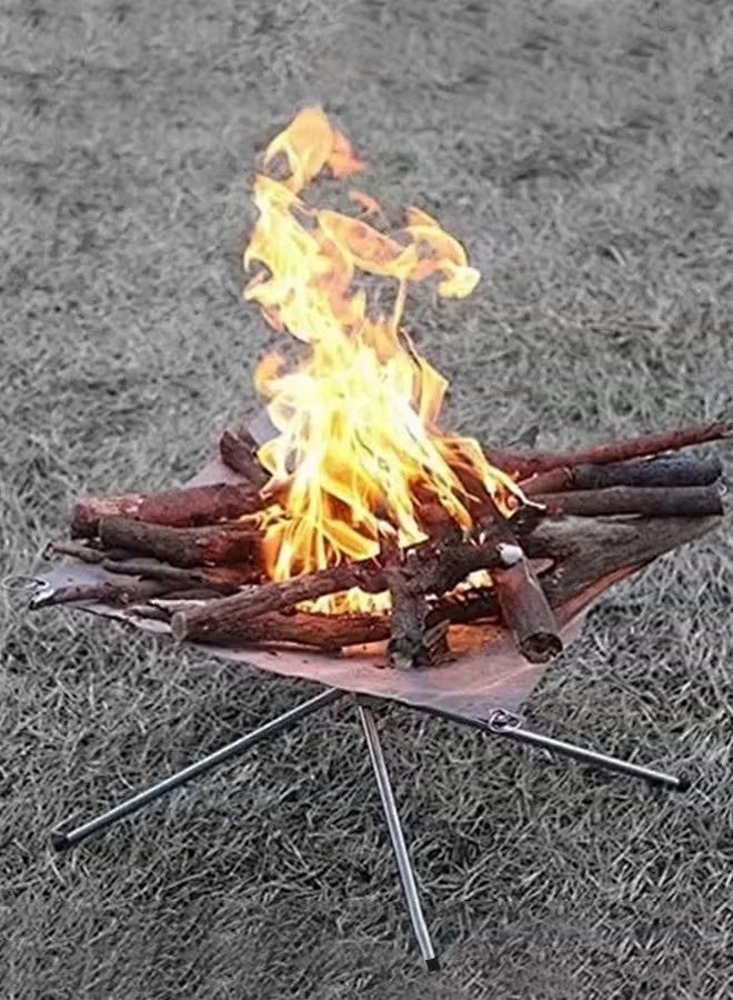 دي بلو موقد نار محمول للتخييم مع شواية حطب - موقد نار قابل للطي من الفولاذ المقاوم للصدأ مقاس 56 سم مع شبكة، وحامل نار على شكل حرف X، وموقد شواء خارجي مع حقيبة حمل للتخييم والفناء الخلفي والشاطئ - Image 5