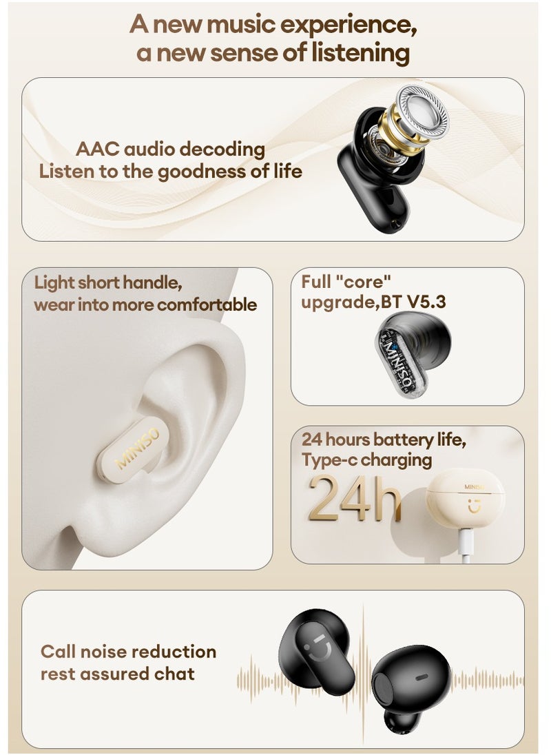 Miniso Miniso M08 Wireless Bluetooth Headphones-Beige  - Image 3