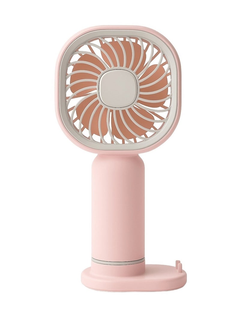 مروحة يد صغيرة YM88206 - قابلة للشحن بقوة تبريد عالية -  تصميم صغير وخفيف مناسب للحمل في أي مكان – بطارية قابلة لاعادة الشحن – بمنفذ شحن USB  - مناسبة للاطفال من 6 سنوات لاكثر -  لون وردي - Image 1