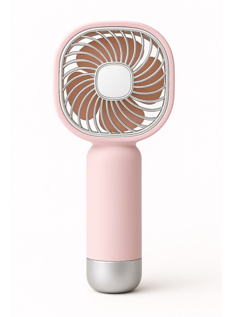مروحة يد صغيرة YM88206 - قابلة للشحن بقوة تبريد عالية -  تصميم صغير وخفيف مناسب للحمل في أي مكان – بطارية قابلة لاعادة الشحن – بمنفذ شحن USB  - مناسبة للاطفال من 6 سنوات لاكثر -  لون وردي - Image 2