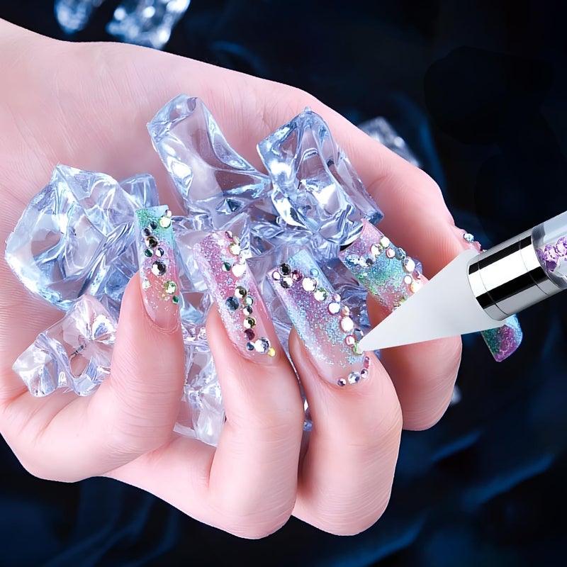 KASTWAVE 2 Pack Rhinestone Picker Tool Set, Rhinestone Applicator Tool,Dual-ended Rhinestones Applicator Nail Art Design Tool, 2 Pack Handle Nail Pen with 4 Extra Wax Tips and1 Tweezer - Image 2
