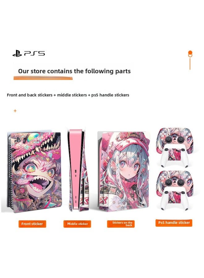 Loquat Suitable For Sony PS5 Optical Drive Digital Version Full Body Sticker Game Machine Film Chinese Style Color Film Accessories-Color:HA-307 - Image 4