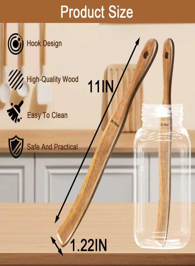 ZLYBox 2Pcs Wooden Spurtle for Sourdough Starter, Mixing, Reaching Bottom of Jar, Dough Whisk, Long Handle Spatula, Kitchen Tools for NonStick Cookware, Baking & Cooking Utensils - Image 4