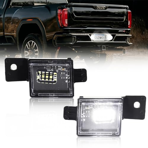 GSOWO LED License Plate Lights for 20142023 Chevy Silverado GMC Sierra 1500 2500HD 3500HD Pickup Truck Led Rear Tag Lamp for 20152022 Colorado20152022 GMC Canyon 6000K White Light 2 Pcs - Image 1