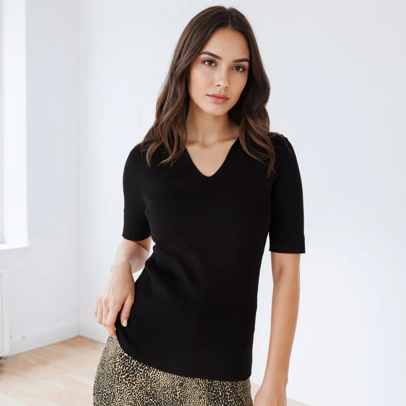 Splash FAV Textured V-neck Polo T-shirt