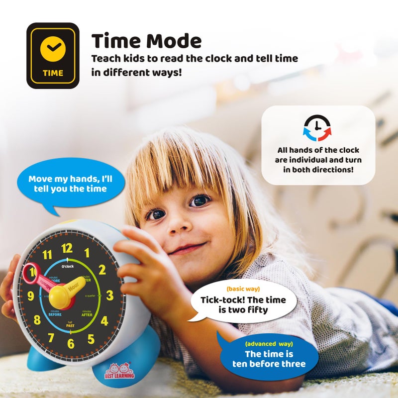 BEST LEARNING Learning Clock - Educational Talking Learn to Tell Time Teaching Toy with Quiz and Music Sleep Mode - Toddlers & Kids Ages 3, 4, 5, 6 Years Old Boy and Girl Birthday Present - Image 4