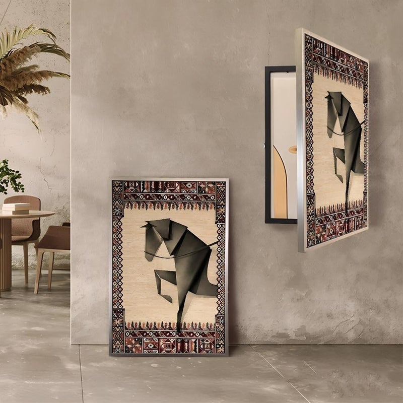 ماركتنا لوحة كانفس لتغطية طبلون الكهرباء بتصميم نجدي بمقاس 60×90 سم وبرواز مجوف - Image 1