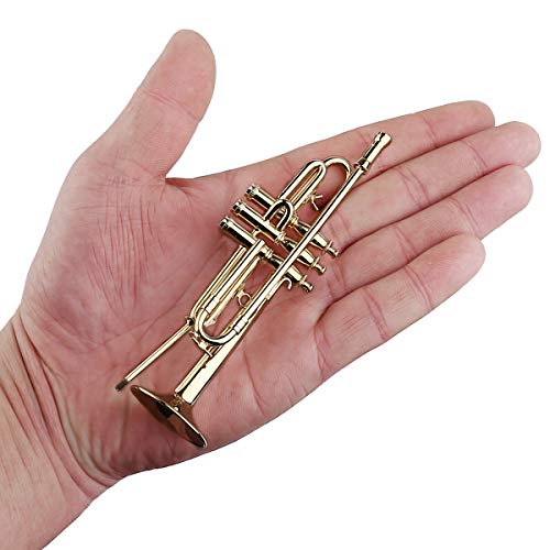 Dselvgvu Miniature Trumpet with Stand and Case Brass Mini Musical Instrument Trumpet Replica Collectible Figurines Dollhouse Accessories Model Home Decoration Display Ornament 465x118 - Image 5