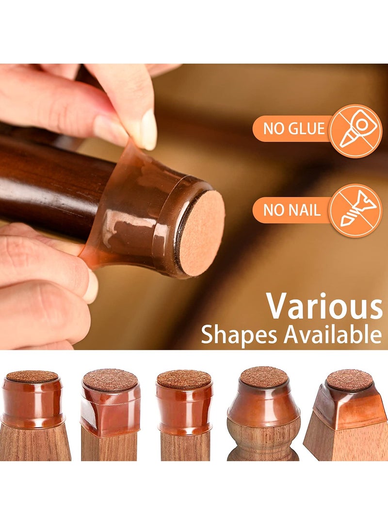 SYOSI واقي أقدام الطاولة 28 قطعة وسادة الفينيل السميكة والسليكون لحماية أرجل الطاولة والكرسي ملحقات منزلية هادئة للأثاث لقياسات 0.98-1.77 إنش - Image 4