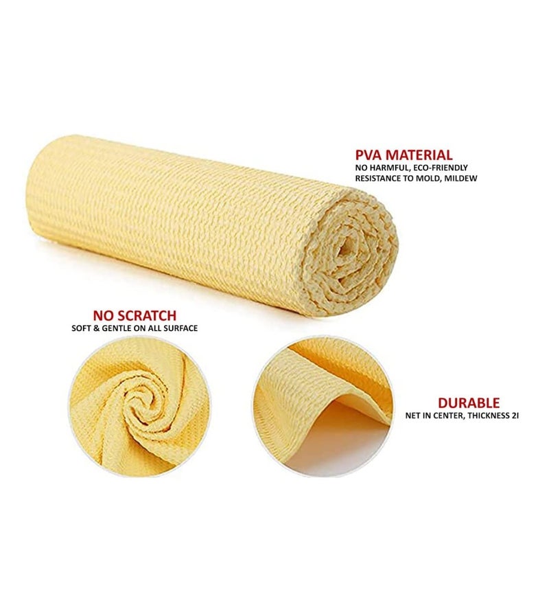 Xeon Auto 3D Chamois Water Absorbent Drying Towel Fast Drying, Washable Detailing Cloth For Cars, (64 X 43 cm (Yellow) - Image 3