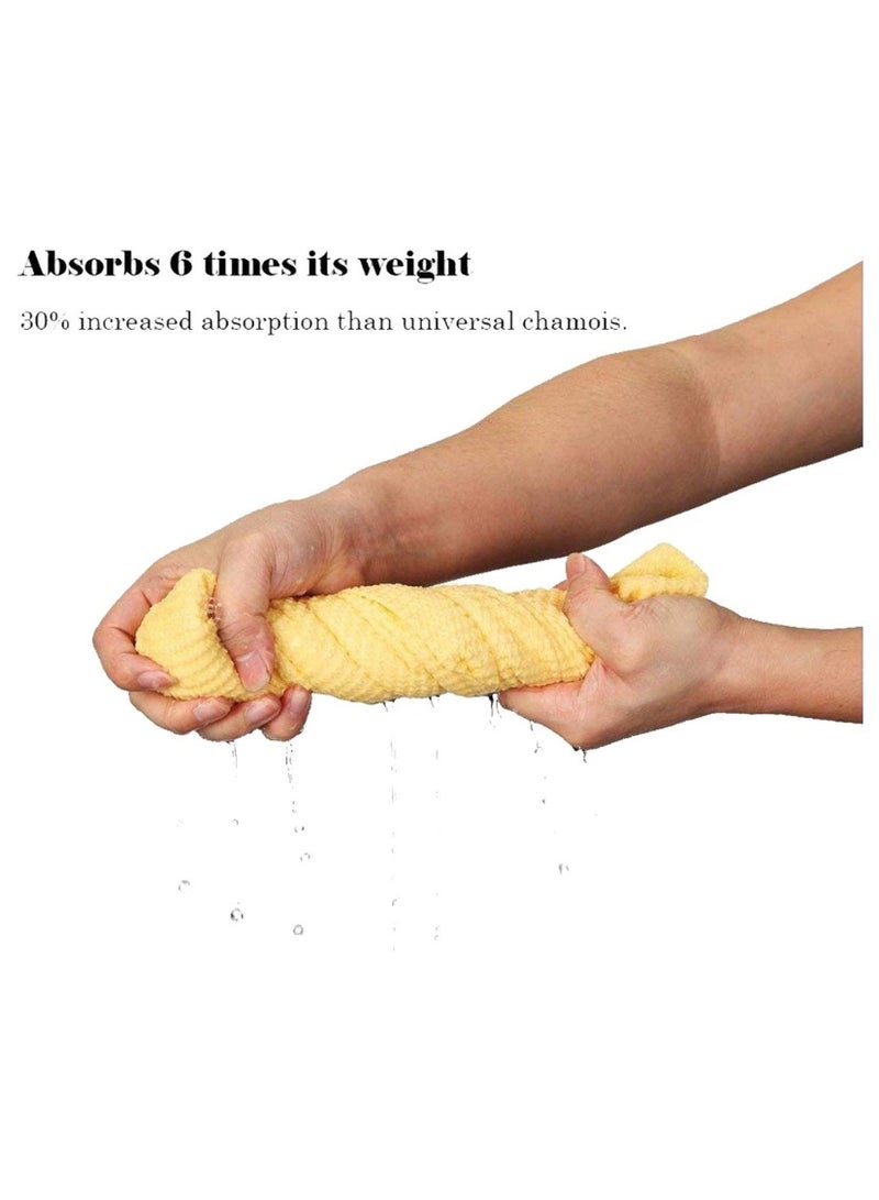 Xeon Auto 3D Chamois Water Absorbent Drying Towel Fast Drying, Washable Detailing Cloth For Cars, (64 X 43 cm (Yellow) - Image 2