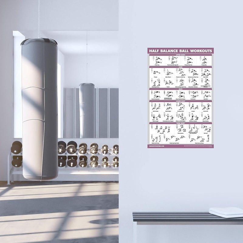 Palace Learning Half Balance Ball Workout Poster - Exercise Chart (LAMINATED, 18" x 24") - Image 4