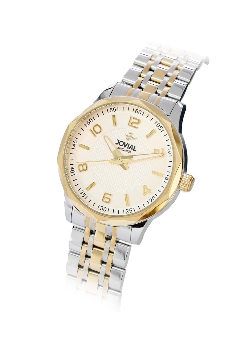 Jovial JOVIAL 5053LTMQ07E Women's Stainless Steel Watch, Gold Dial, Water Resistant, Analog, 28MM - Image 2