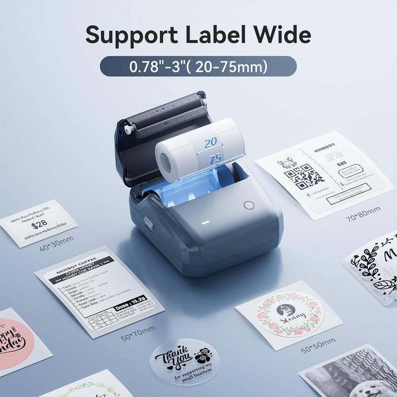صانع الملصقات NIIMBOT B31، طابعة ملصقات محمولة للشركات الصغيرة، تدعم عرض الملصقات من 0.78 إلى 3 بوصات، لوضع الباركود والعناوين والشعارات وعلامات التسمية، صانع ملصقات حراري متوافق مع الهواتف الذكية وأجهزة الكمبيوتر، أزرق - Image 3