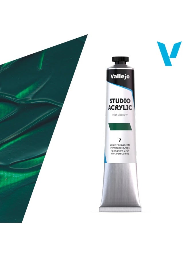 فاليجو ألوان أكريليك احترافية للفنانين والاستوديوهات - أخضر دائم، غني بالأصباغ، تغطية سلسة على القماش والخشب - 58 مل
