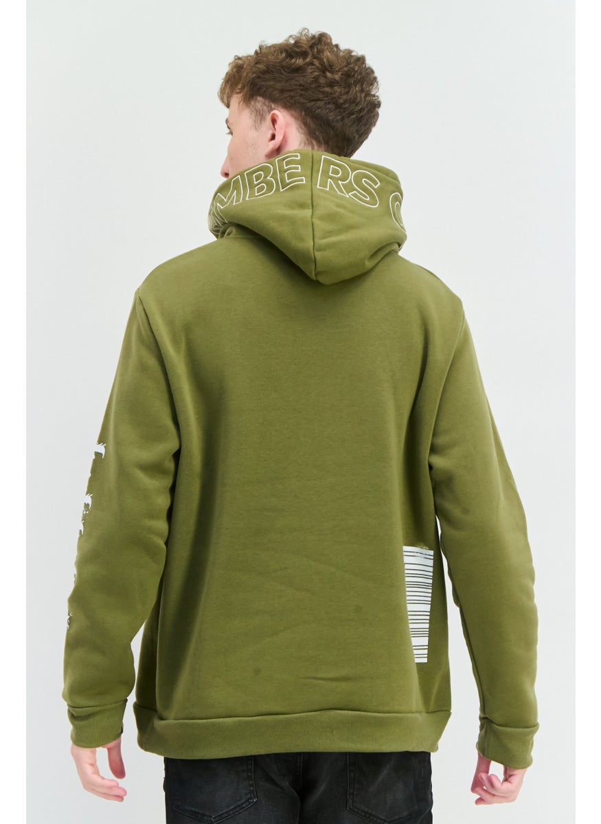 MEMBERS ONLY - Men Hooded Embroidered Long Sleeves Sweatshirt, Olive - Image 1