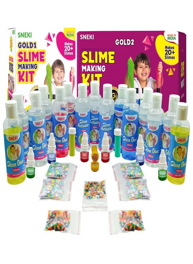 SNEKI Make 60+ Multicolor Scented DIY Magic Slime Kit - Toy Set for Boys Girls Kids With Glue, Activator, Gel, Jelly Putty - Image 1