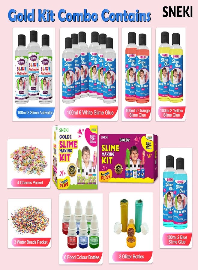 SNEKI Make 60+ Multicolor Scented DIY Magic Slime Kit - Toy Set for Boys Girls Kids With Glue, Activator, Gel, Jelly Putty - Image 2