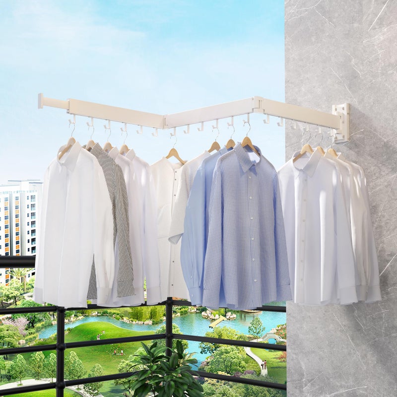 Zdwcyl Clothes Drying Rack Laundry Space Saver Wall Mounted Retractable Collapsible(Tri-Fold)  White Color Rack Clothing - Image 3