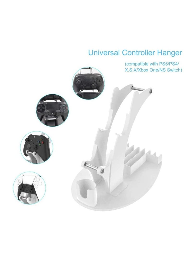 Y&D Controller Holder,Controller Stand for PS5 Dualsense,Game Disc/Controller/Headphone Storage Rack Xbox Series X|S,PS5,Switch Game Organizer Desk Mount & Storage-White - Image 2