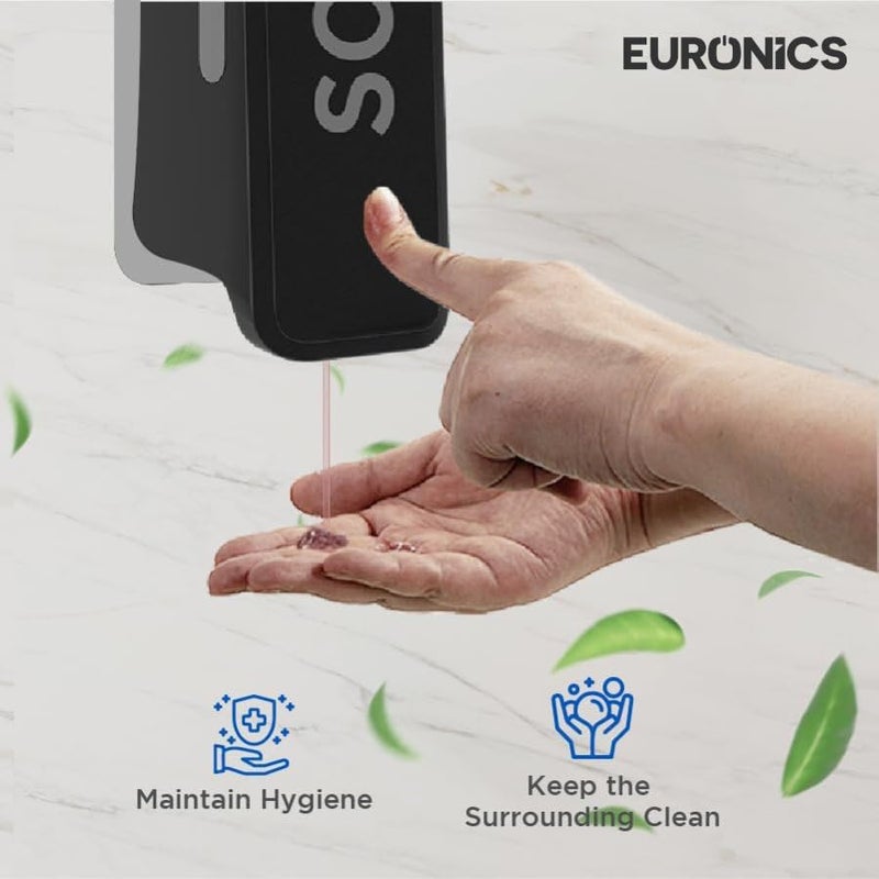 Euronics BEA51 300ml Manual Soap Dispenser Wall Mounted | ABS Plastic Refillable Gel & Liquid Soap Dispenser | Compact Hygienic Handwash Dispenser for Bathroom, Kitchen, Office & Hotel | Black & Grey - Image 3