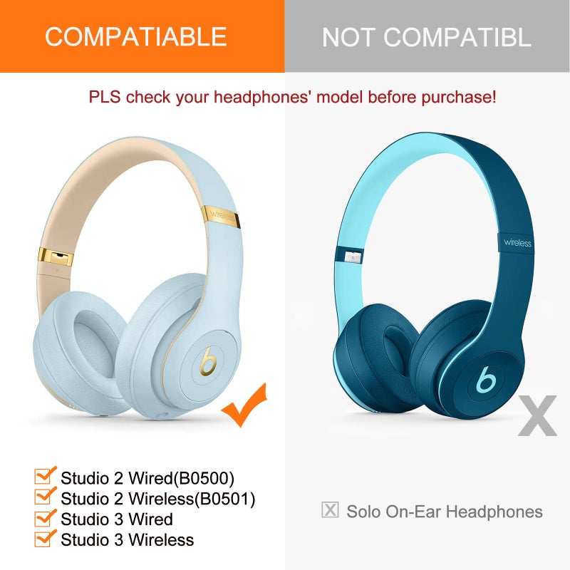 GEVO Ear Pads Replacement for Beats Studio 3 - GEVO Earpad Cushions for Beats Studio 2 3 Wired Wireless - Headphone Cover Parts with Strong Adhesive (Crystal Blue) - Image 2