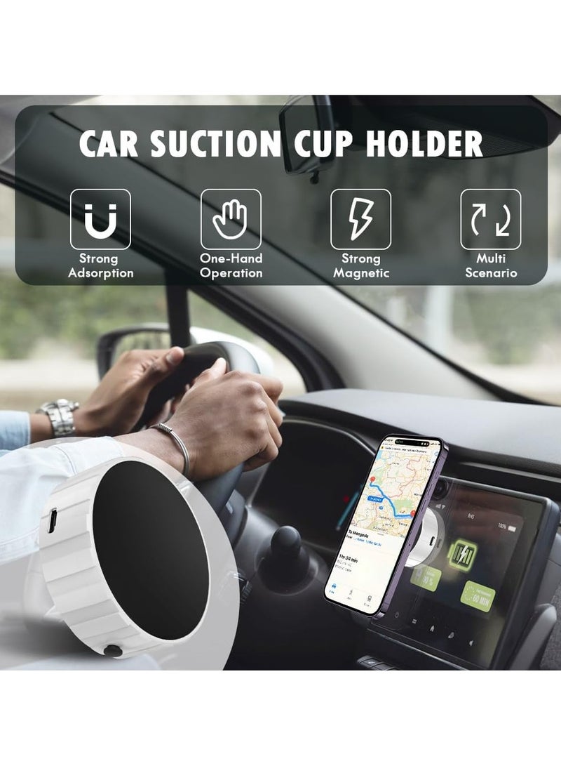 GUDOO Magnetic Suction Cup Phone Holder for Car, Universal Car Phone Holder Mount for Dashboard Windshield, Fits MagSafe Phone Stand Car Cradle for iPhone 15 14 13 Pro Max and Most Android Phones - Image 2