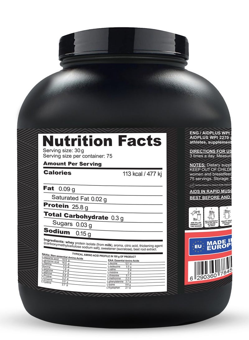 AID PLUS بروتين واي مركز بنكهة الفراولة، 2270غ | 75غ بروتين لكل حصة | لدعم نمو العضلات والتعافي | خالي من الجلوتين واللاكتوز - Image 2