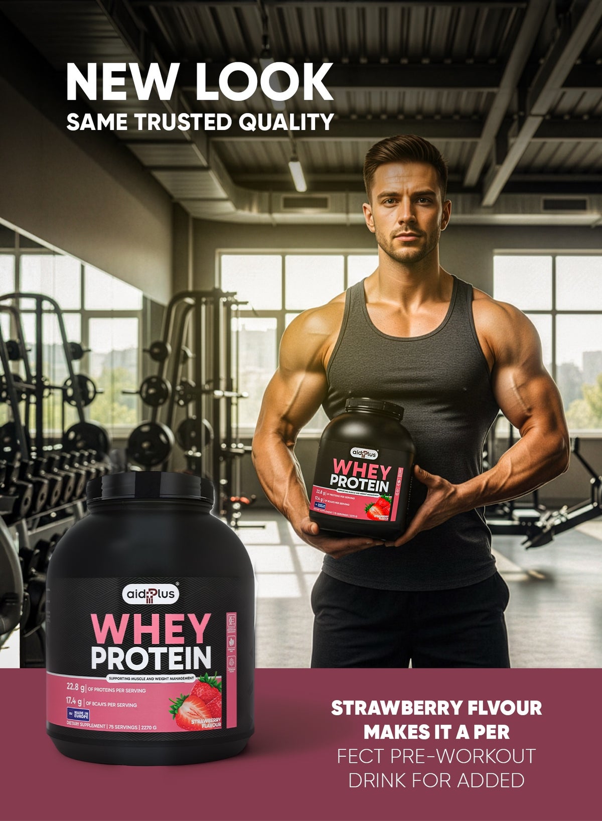 Aid Plus WPC (Whey Protein Concentrate) Strawberry 2270g