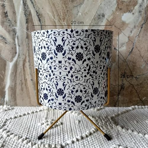 Niyara Colorful Metal Planters Pot for Indoor Plants with Stand Plant Containers Balcony Decoration Size :Large 13 inches Height with Stand (Floral Vine) - Image 5
