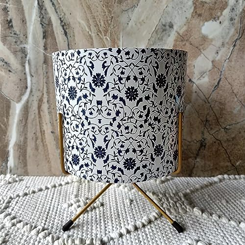 Niyara Colorful Metal Planters Pot for Indoor Plants with Stand Plant Containers Balcony Decoration Size :Large 13 inches Height with Stand (Floral Vine) - Image 3