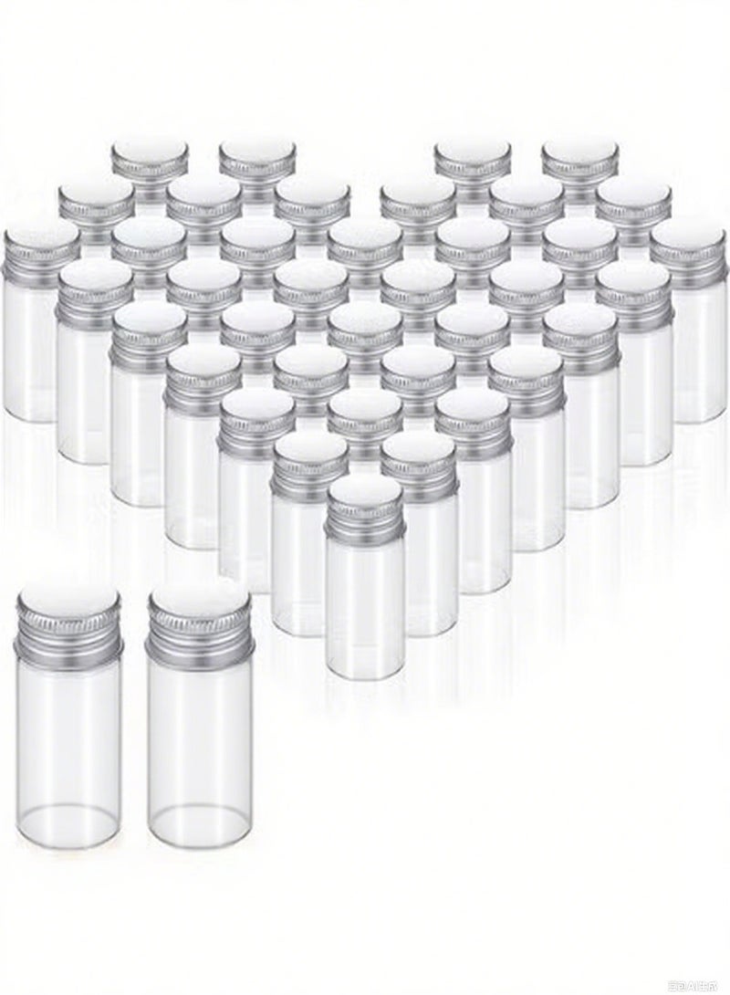 100 قطعة من قوارير زجاجية صغيرة شفافة مزودة بمسامير، برطمانات صغيرة من الألومنيوم مزودة بأغطية، حاويات عينات DIY، لمستحضرات التجميل والكريمات البودرة وديكورات الزفاف، 10 مل - Image 1