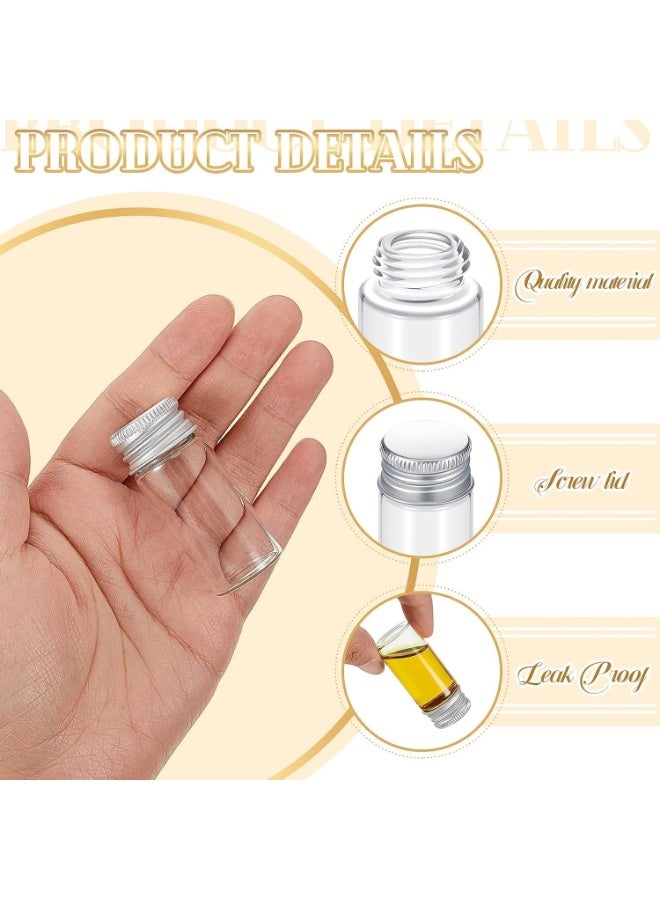 100 قطعة من قوارير زجاجية صغيرة شفافة مزودة بمسامير، برطمانات صغيرة من الألومنيوم مزودة بأغطية، حاويات عينات DIY، لمستحضرات التجميل والكريمات البودرة وديكورات الزفاف، 10 مل - Image 3